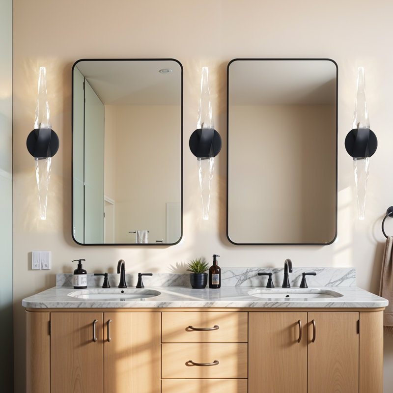 Ensemble de 2 appliques murales luxueuses à bras en cristal, applique moderne avec double source de lumière à DEL pour meuble-lavabo