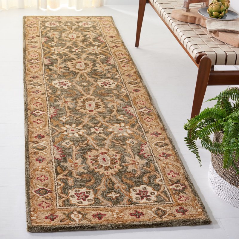 Tapis oriental sauge / brun / rouge en laine touffeté à la main Tingley, Rectangle 6 pi x 9 pi