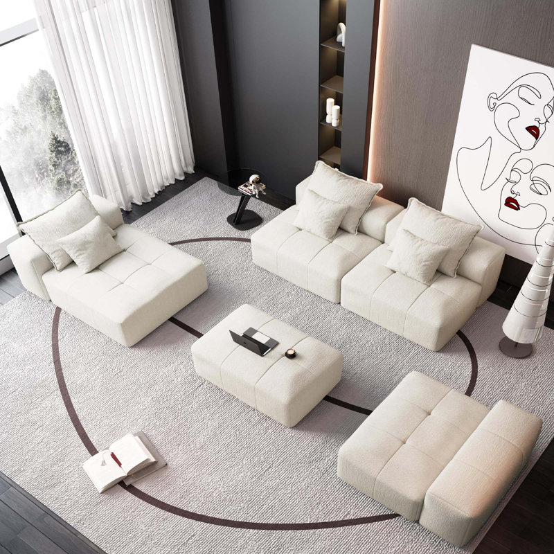 Canapé modulaire Boneless, Chenille beige