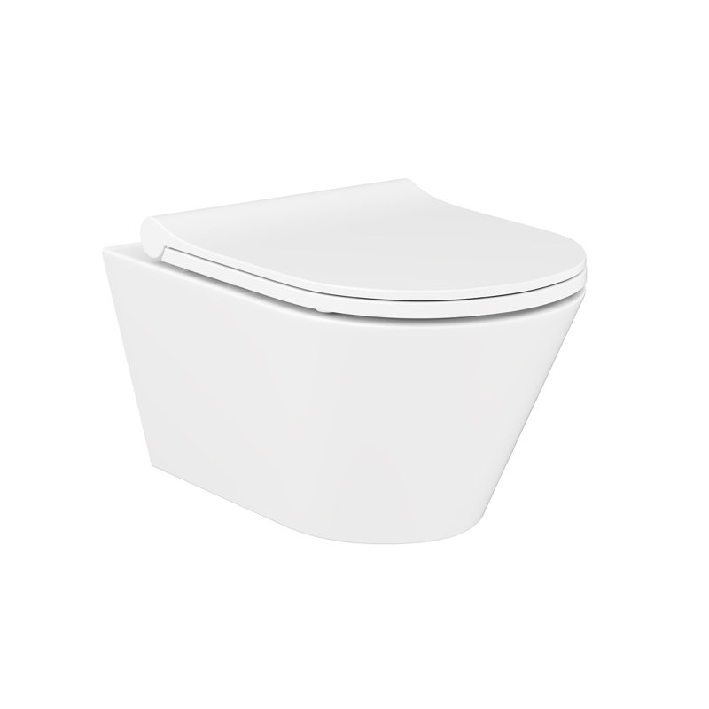 Charm 1.28 GPF High Efficiency Dual Flush Wall Mounted Toilet, Glossy White