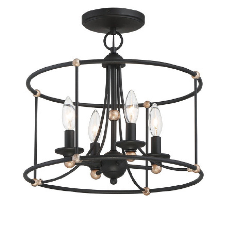 Plafonnier semi-encastré cylindrique unique 15,75 po Ashling, Sable charbon / or