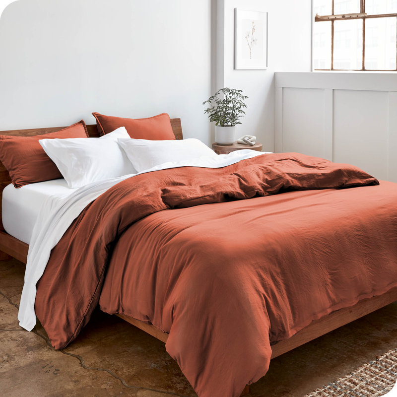 Dusty Rose King Microfiber Duvet Cover Set with Shams