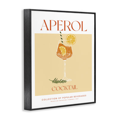 Minimal Aperol Cocktail Framed Giclee Art, design by Lettered and Lined