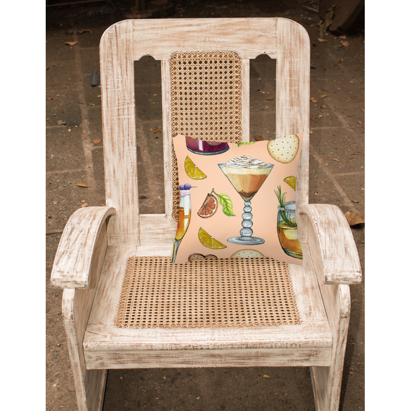 Coussin intérieur/extérieur boissons et cocktails, Pêche, 18 po x 18 po