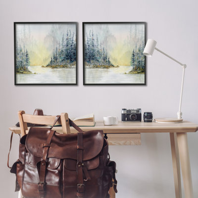 «Distant Deer Bear Pine Trees», ensemble de 2 giclées par Paul Brent