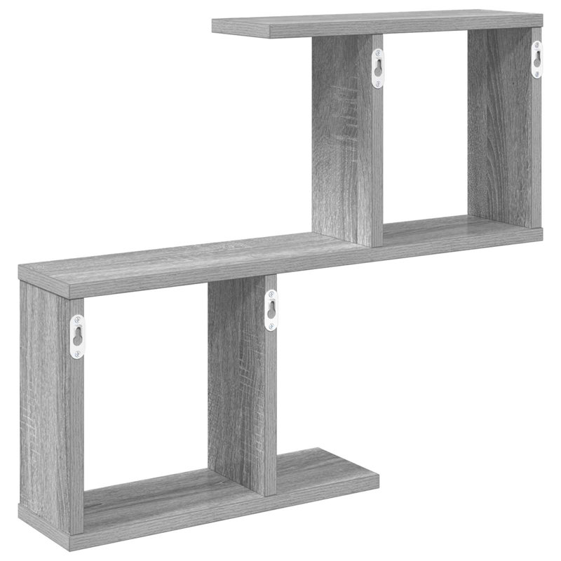  Wall Shelf with Shelf with Storage Engineered Wood Solution Home Indoor, 50.5cm H x 60cm W x 12cm D, Grey Sonoma