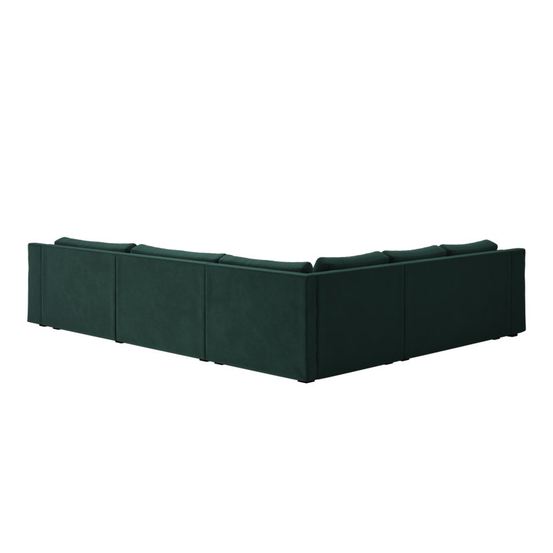Elevate Reversible L Corner Sectional, Moss Recycled Velvet