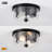 10.6 In. 2-Light Black Flush Mount With Seeded Glass Shade (Set Of 2)