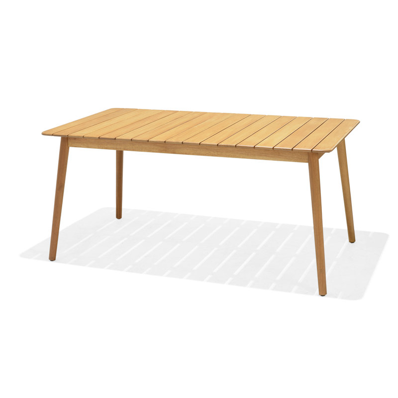 Lifestylegarden Fiji FSC Wood And Resin 7Pc Outdoor Patio Rectangular Dining Set With Green Chairs