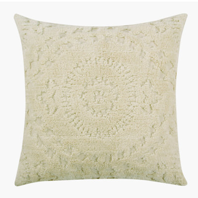 Rio 100% Cotton Tufted Pillow Sham with Medallion Pattern Machine Washable Pillow Cover for All Season