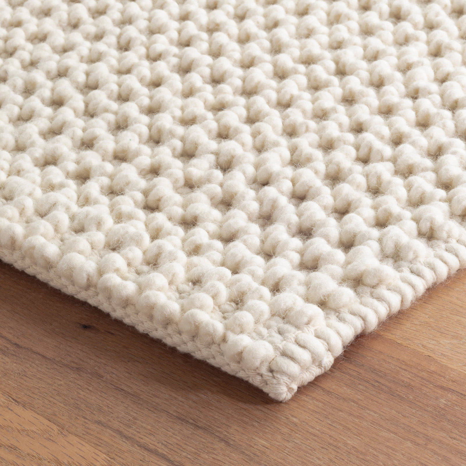 Hooper Ivory Hand-Woven Geometric Wool Rug, Rectangle 2' x 3'