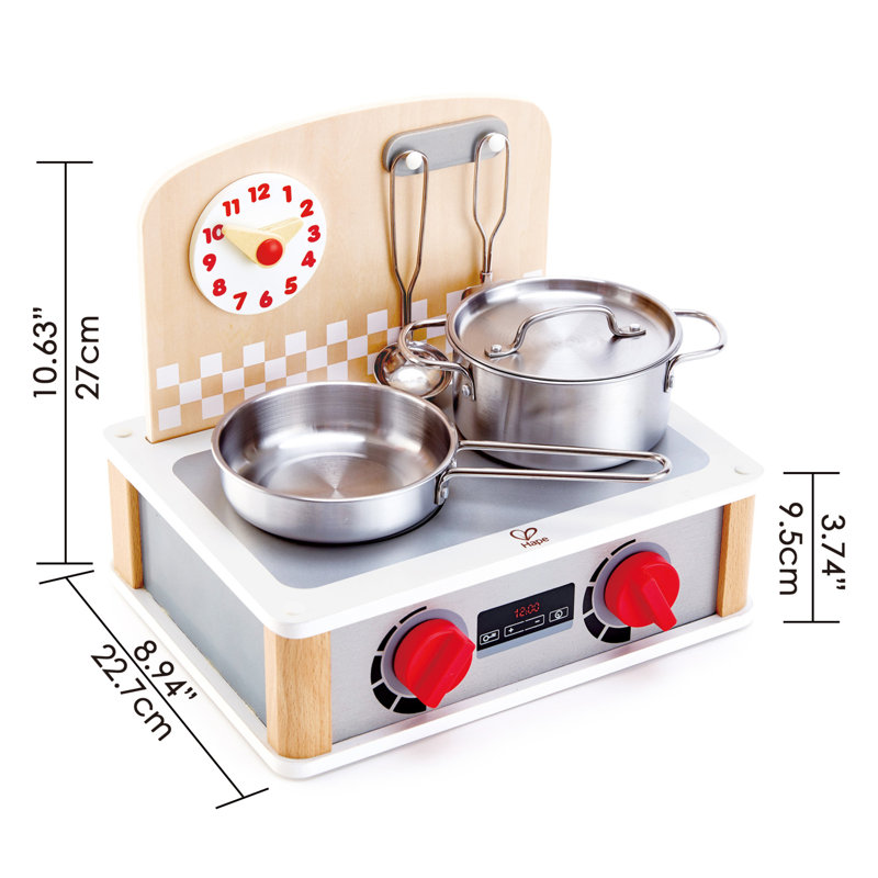 Hape 2-In-1 Child Safe Wood Children's Play Toy Kitchen And Grill Learning Set