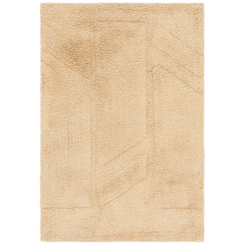 Hand Tufted Recycled Cotton Geometric Area Rug in Light Brown, Runner 2'3" x 9'