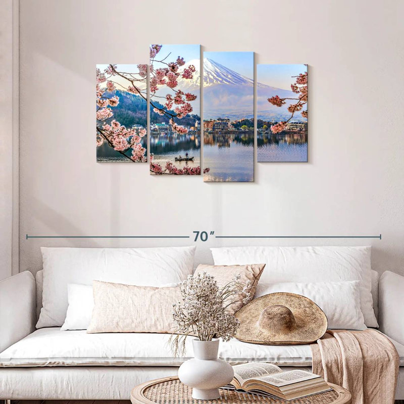 Scène de printemps du lac Senne Kawaguchi, H 27 po x l 43 po