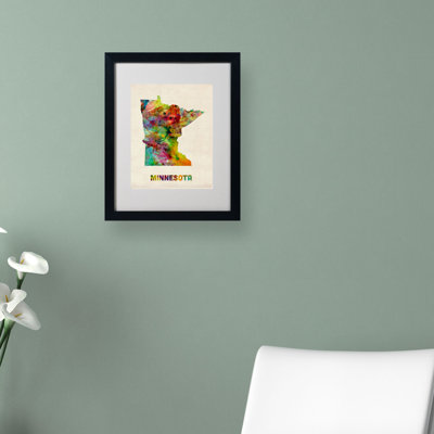 « minnesota map » par michael thompsett, impression encadrée