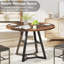Table de salle à manger ronde de 43 pouces pour 4 personnes, table de salle à manger ronde avec base en piédestal en métal et tablette de rangement, table de salle à manger industrielle, table en bois peu encombrante pour petite cuisine, salon, noyer-251141650-251141655
