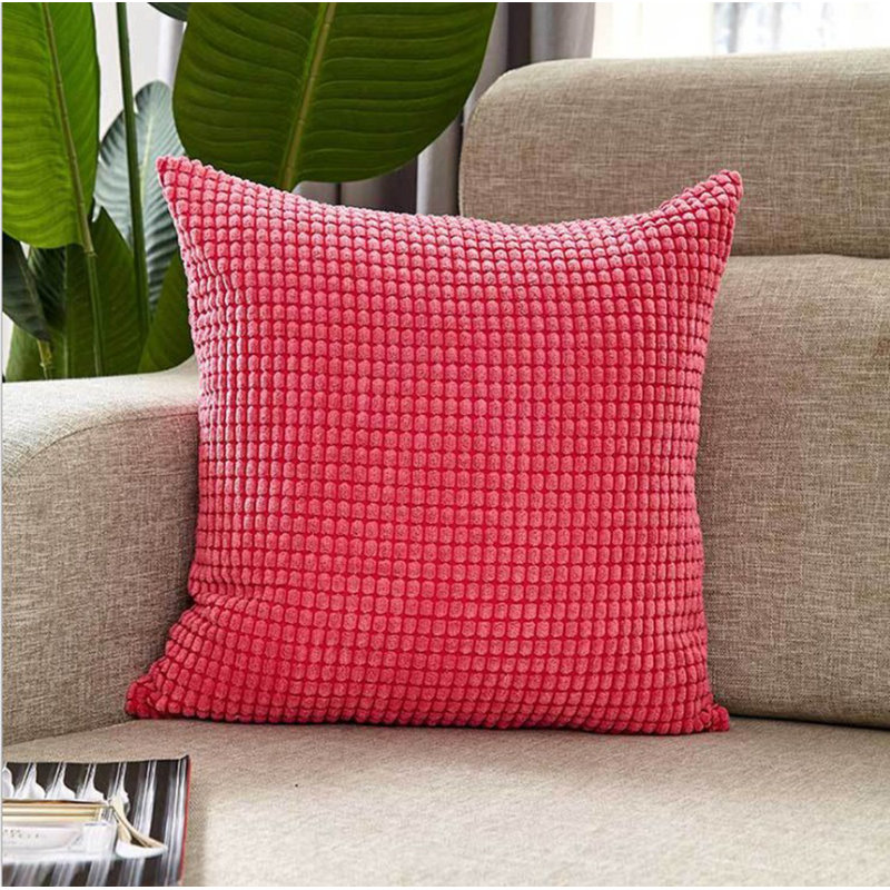  Housse de coussin carrée en polyester, 18 po x 18 po, Rose