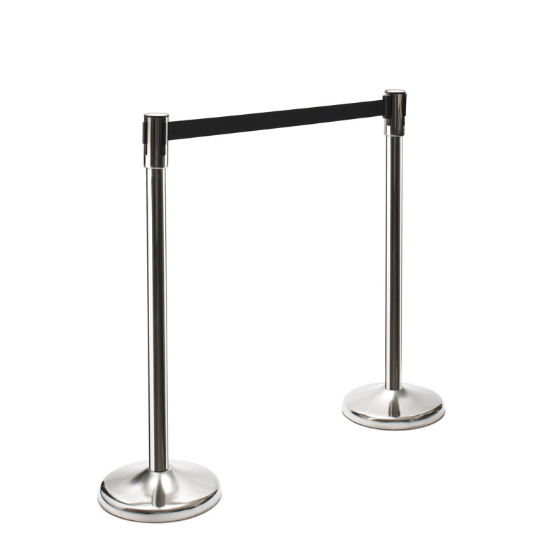 Barrier Post Chrome Stainless Steel, Barrier Length 180 Cm, Base Ø 32Cm, Post Ø 5Cm, Height 99 Cm, 8 Kg