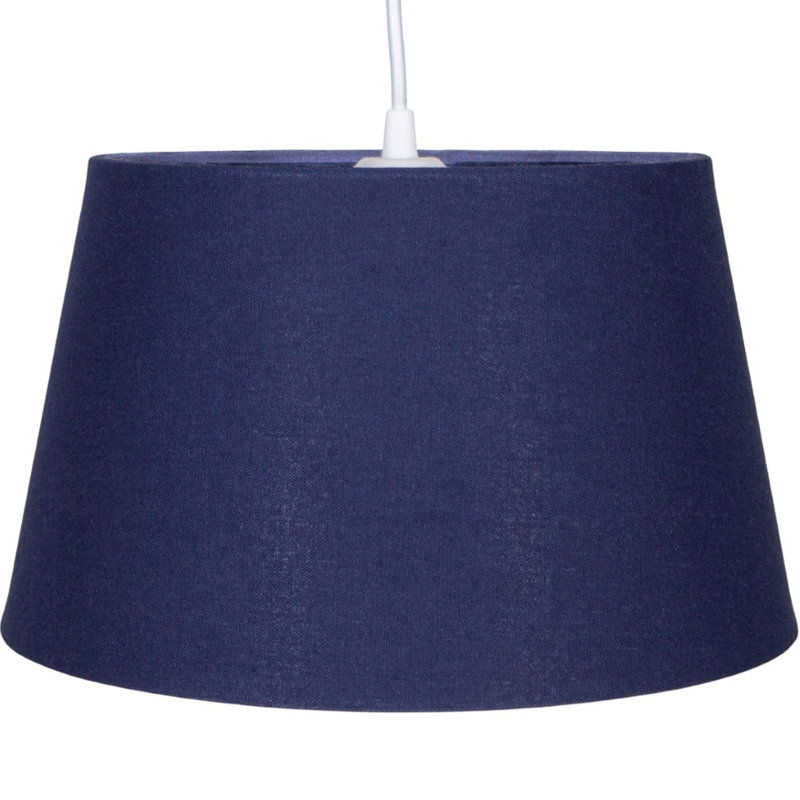 Traditional Linen Fabric Drum Shade for Pendant & Lampshade, 22cm H x 35cm W x 35cm D, Navy