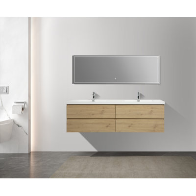 Elbert 83.4'' Double Bathroom Vanity with Poly Marble Top