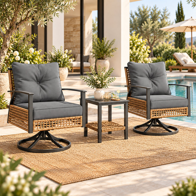 3 Pcs Patio Bar Set Iron