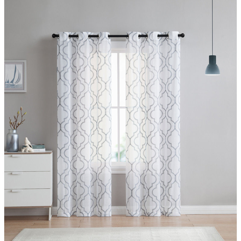 Cariss Sheer Curtain Panel Pair, 38" W x 84" L, Ivory