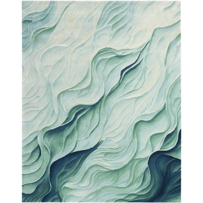  Prismatic 9'9" x 13'9" Silver Green Modern Indoor Rug