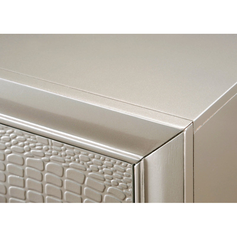 Commode à sept tiroirs de style moderne avec poignée en faux diamant pour chambre à coucher, Champagne