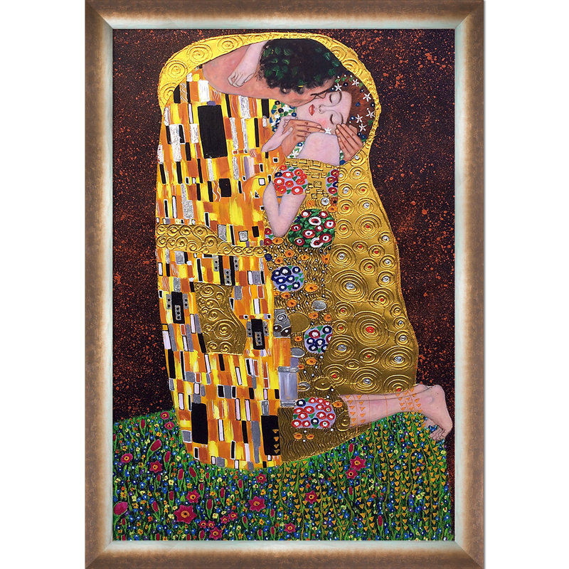 Peinture sur toile "The Kiss" par Gustav Klimt, H 28 po x l 24 po x P 2 po, Spoleto