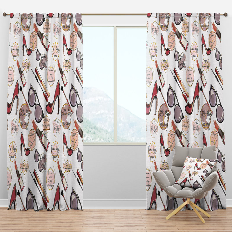 Fancy Happy Lady Makeup - Modern Velvet Curtain - Room darkening - 1 panel, 52"W x 108"L