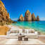 Peler et coller, papier peint tropical, plage rocheuse, Cabo San Lucas, art mural auto-adhésif et amovible