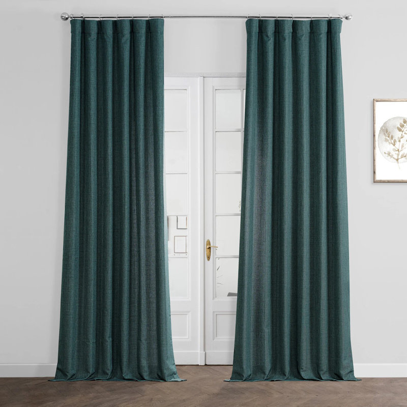 Armita Italian Faux Linen Room Darkening Curtains for Bedroom & Living Room Curtains - Single Panel Window Curtains