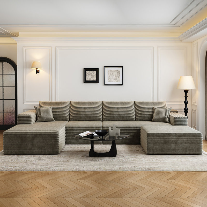 Canapé modulaire Simonsen Boneless, Face à la gauche, Tissu velours côtelé moelleux Camel