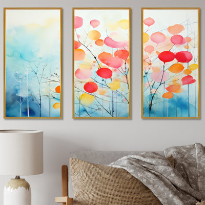 Arbre de printemps coloré rose et bleu - art mural arbre