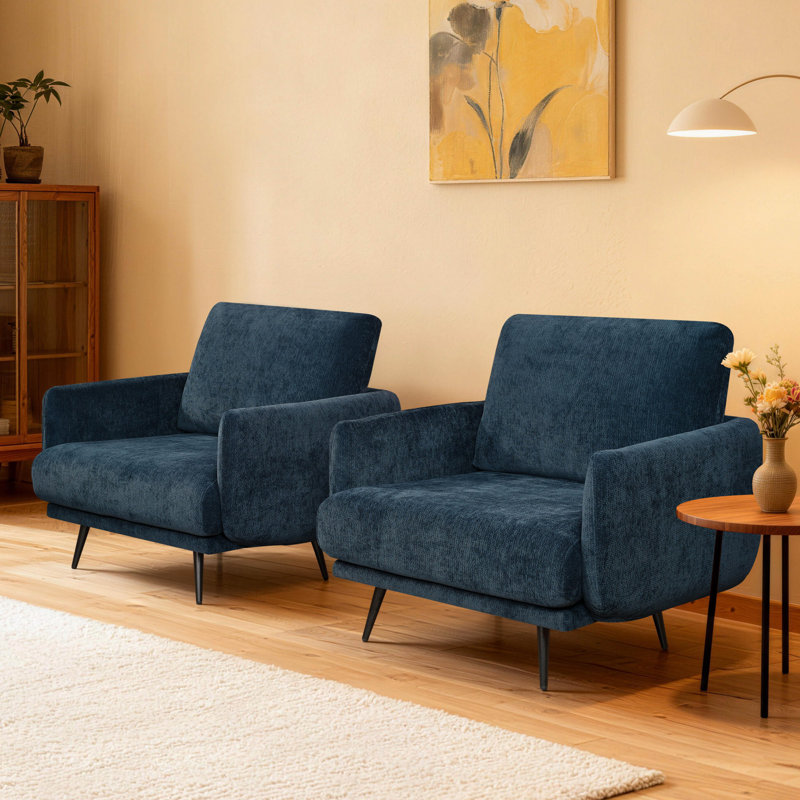 Lanaijah 37.5'' Oversized Armchair Accent Chair Single Seat Sofa for living room, Navy Blue Chenille