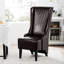 Fauteuil d'appoint à haut dossier en cuir de polyuréthane avec motif à oreilles et pieds en bouleau