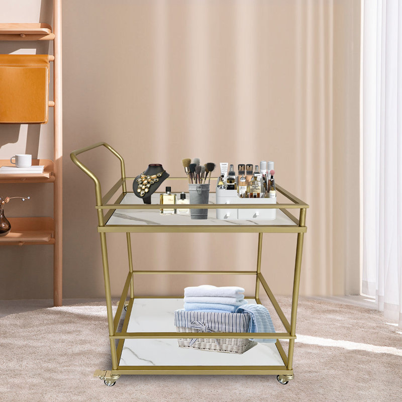 Bayuga Metal Bar Cart, Gold
