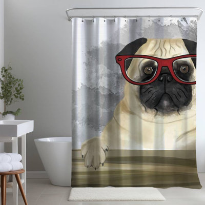 Shower Curtain AN95 – Polyester Shower Curtain, Dye Sublimation Print, 71" W × 74" L