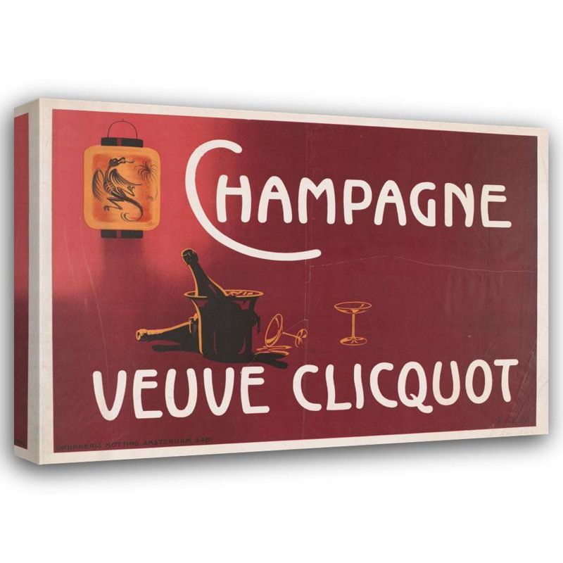 "Champagne Veuve Clicquot" par Arnold Van Roessel - Toile tendue avec châssis, H 40 po x l 28 po