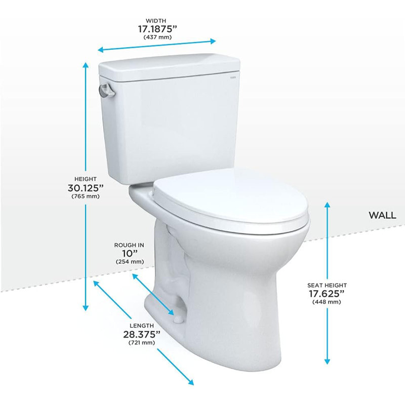 Drake® 1.6 GPF Elongated Two-Piece Toilet with Tornado Flush (Seat Included), 12