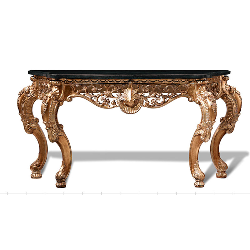 69.29'' W Marble Console Table, Black