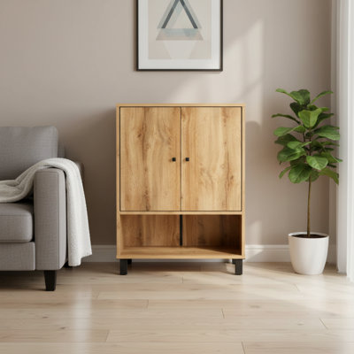 Modern Minimalist Shoe Cabinet, Brown + Black
