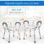 Adjustable Height Shower Chair for Inside Shower with Arms and Back