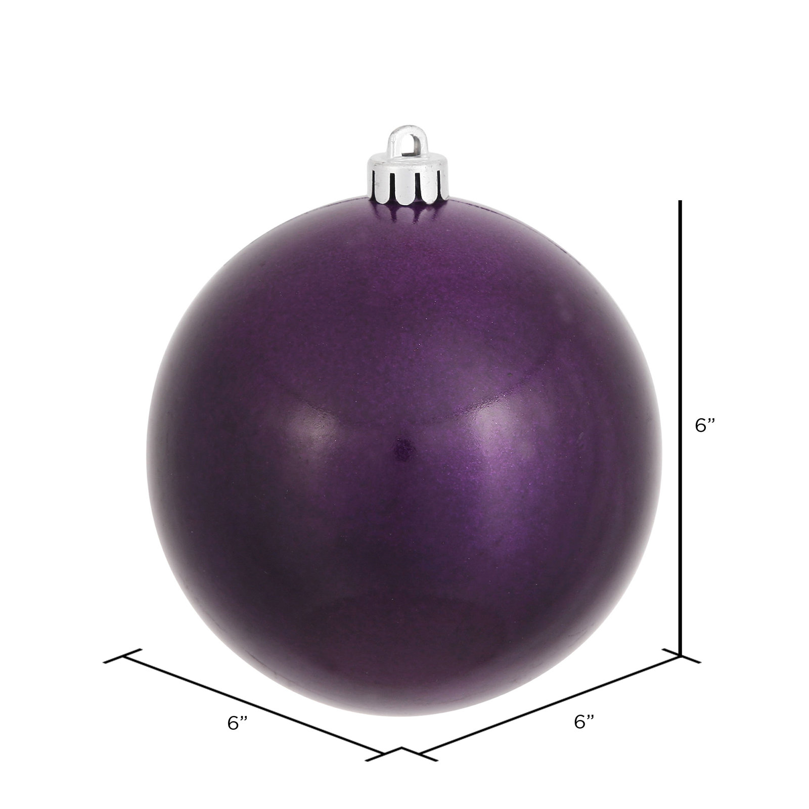 Christmas Ball Ornament, 6" H x 6" W x 6" D, Candy Plum