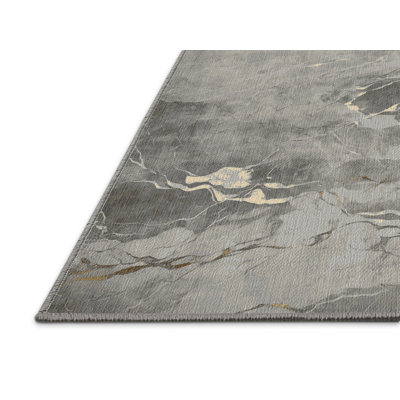 Machine Washable Grey Area Rug