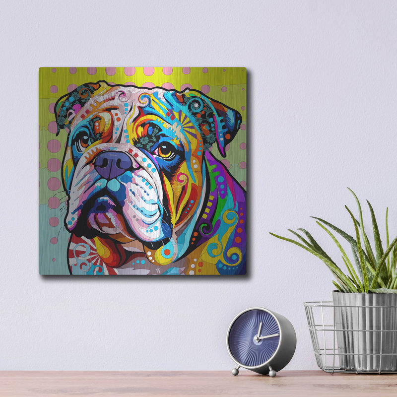 Art mural en métal Red Barrel Studio® «The Waiting Bulldog» par Dean Russo, H 12 po x l 12 po