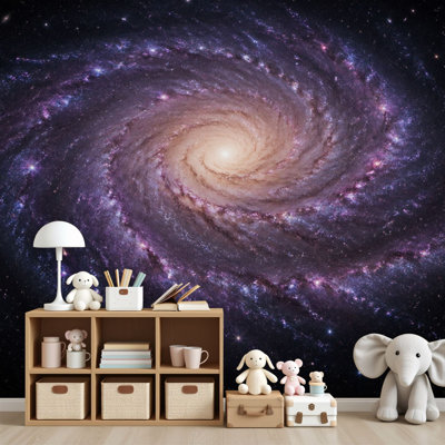 Peel and Stick Wallpaper Spiral Galaxy Nebula Deep Space Blue Cosmic Starfield Wall Murals 69"H x 96"W Removable PVC Wall Paper Self-Adhesive Wall Decor for Bedroom Living Room Home Office