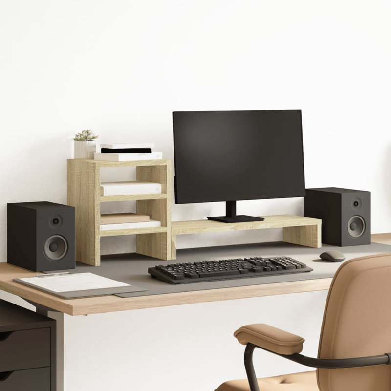 Shamequa Manufactured Wood Monitor Stand, Sonoma Oak
