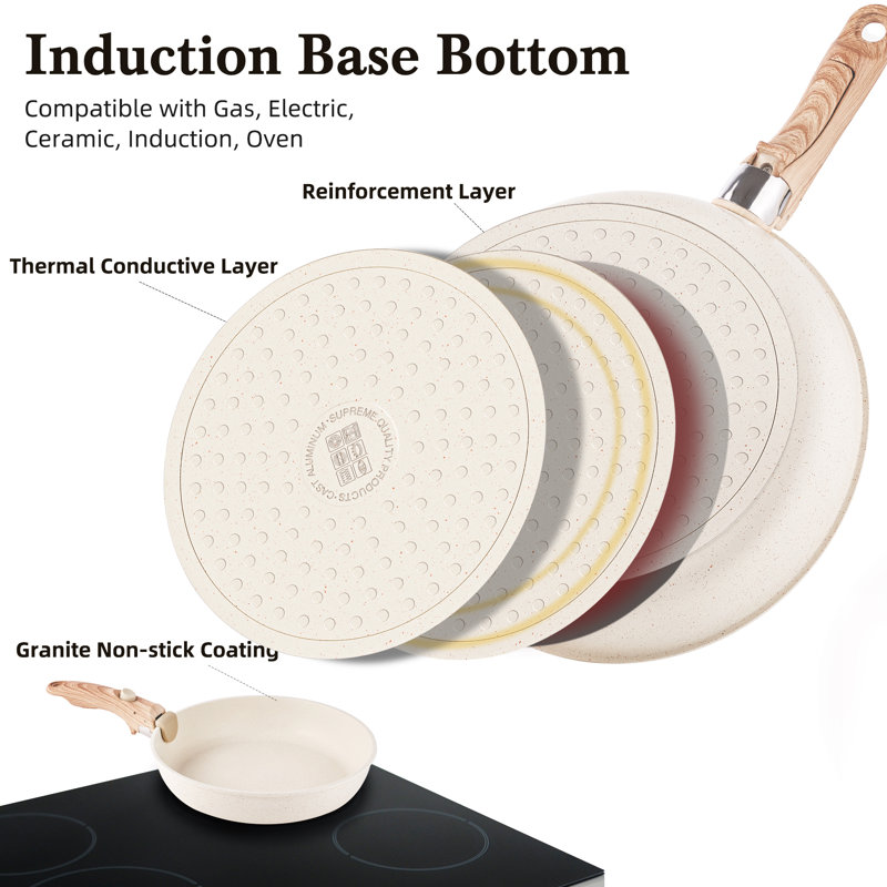12 - Piece Non-Stick Aluminum Cookware Set, Beige