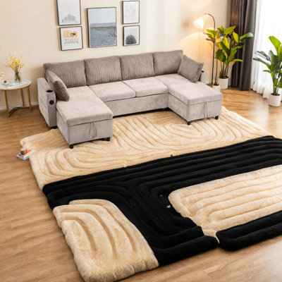 Canapé modulaire spacieux avec rangement, chenille moderne, salon